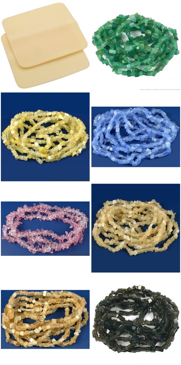 2 Beading Mats 8" x 8" & 7 Strands Glass & Chip Beads Various Colors and Sizes